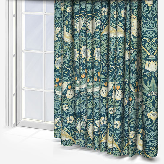 William Morris At Home Strawberry Thief Woad Curtain