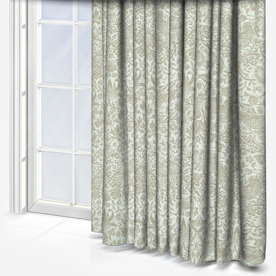 William Morris At Home Strawberry Thief Woven Limestone Curtain