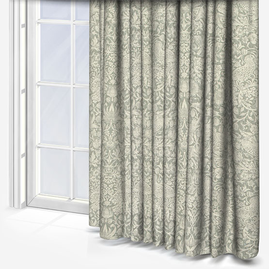 William Morris At Home Strawberry Thief Woven Sage Curtain