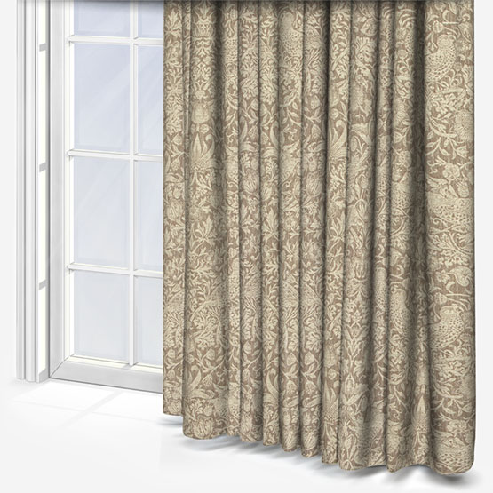 William Morris At Home Strawberry Thief Woven Walnut Curtain