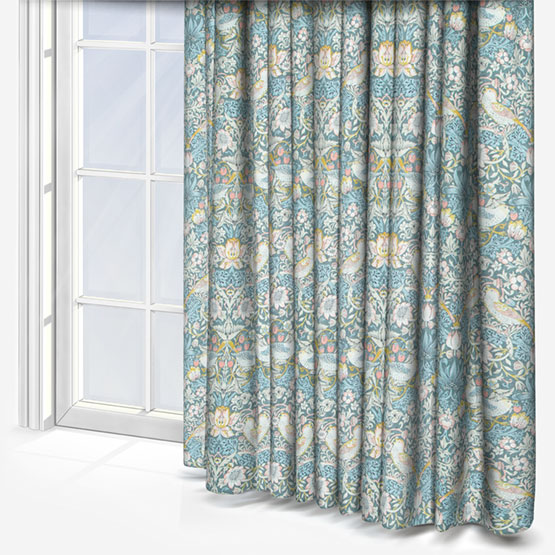 William Morris Strawberry Thief Slate and Blush Curtain