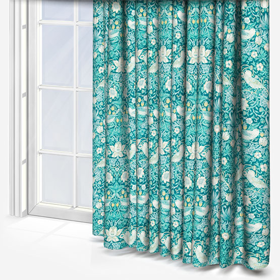 William Morris Strawberry Thief Teal Curtain