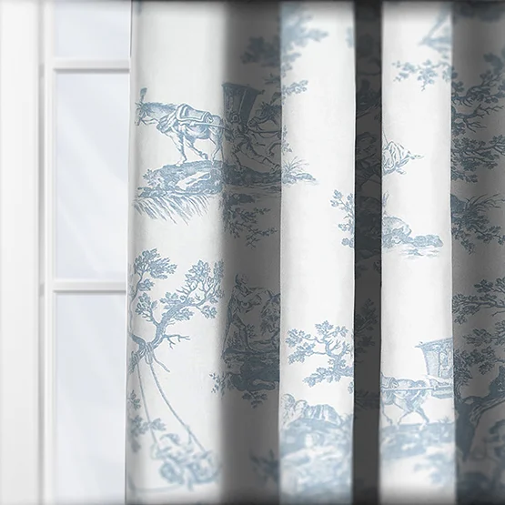 Camengo Cadence Tissu Bleu Porcelaine curtain