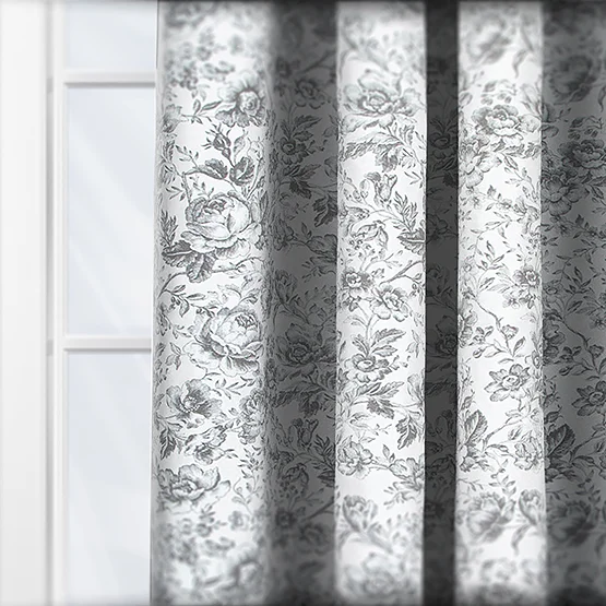 Camengo Celestine Tissu Noir Fusain curtain