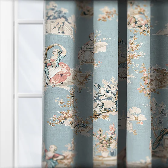 Camengo Gavotte Tissu Bleu Doux curtain