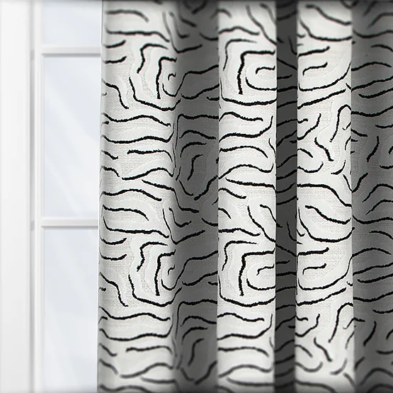 Camengo Ophea Velvet Black and White curtain