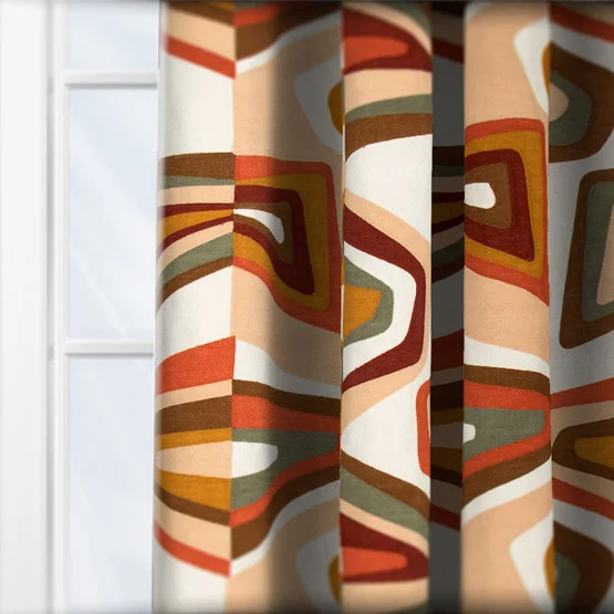 Casamance West Dream Orange Brule Ocre curtain