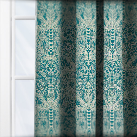 Clarke & Clarke Leopardo Kingfisher curtain