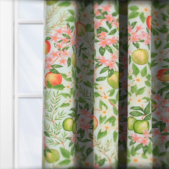 Fryetts Apple Blossom Green curtain