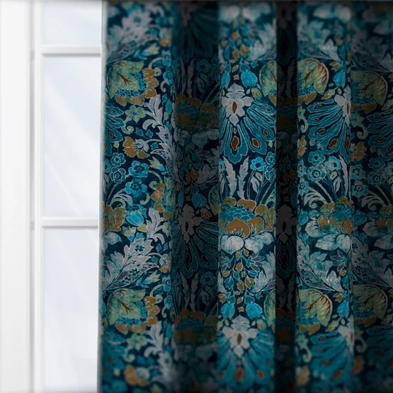 Ashbourne Teal curtain
