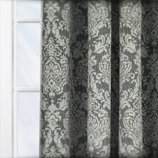 Classic Damask Charcoal curtain