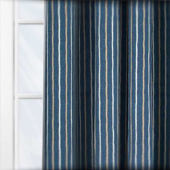 Fryetts Cromer Stripe Indigo curtain