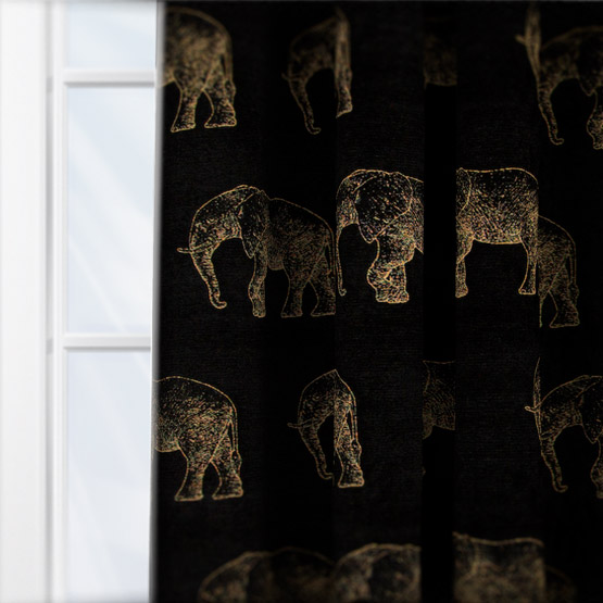 Fryetts Elephant Noir curtain