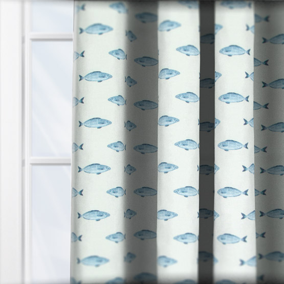 Fryetts Pesce Blue curtain