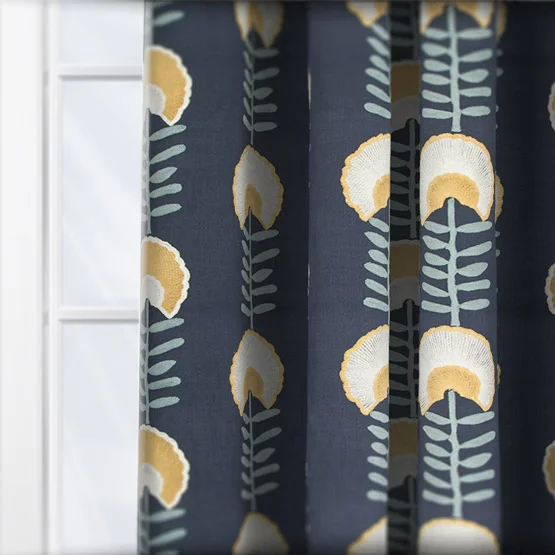 Scandi Floral Ochre curtain