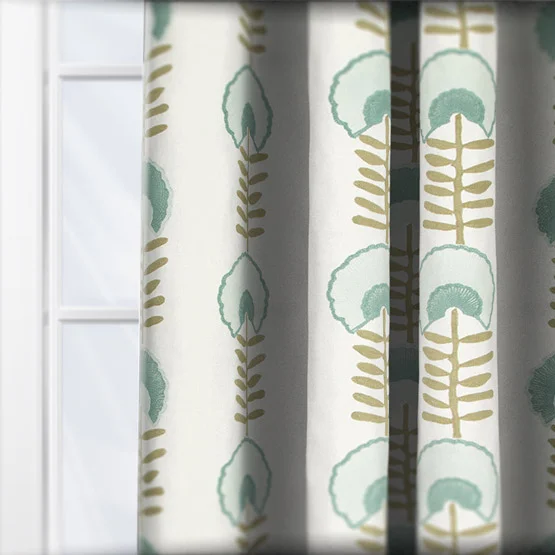 Scandi Floral Seafoam curtain