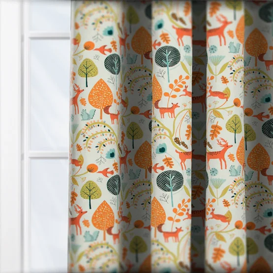 Scandi Woodland Burnt Orange curtain