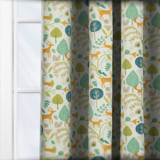Scandi Woodland Jade curtain