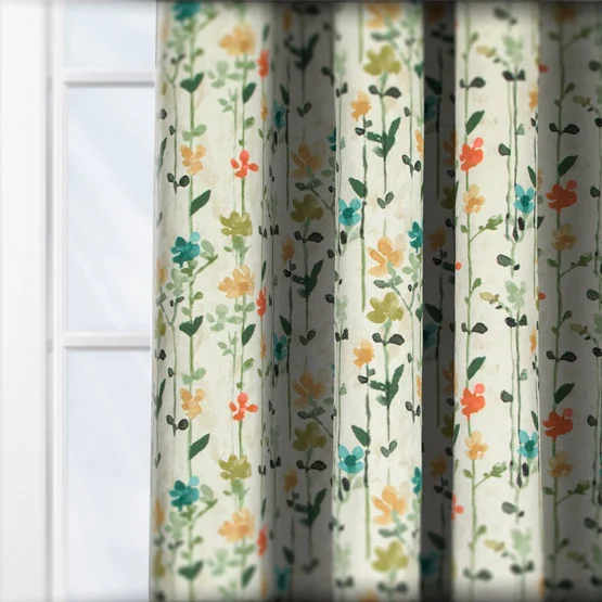 Woodland Floral Green curtain