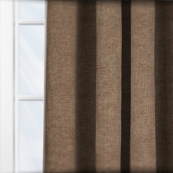 Gordon John Malaga Herringbone Chocolate curtain