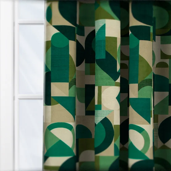 Geometrica Velvet Jadeite curtain