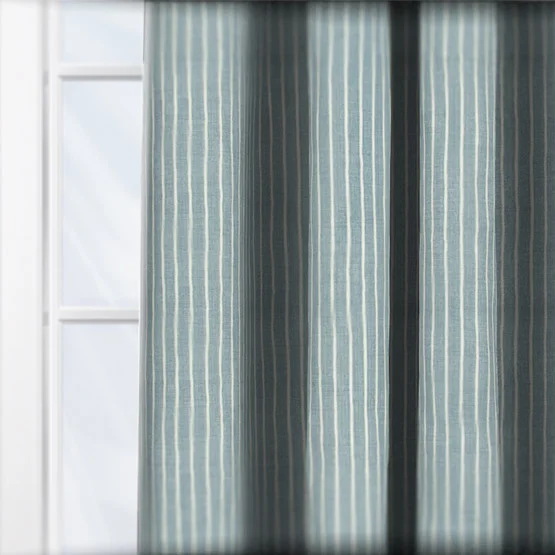 Pencil Stripe Ocean curtain