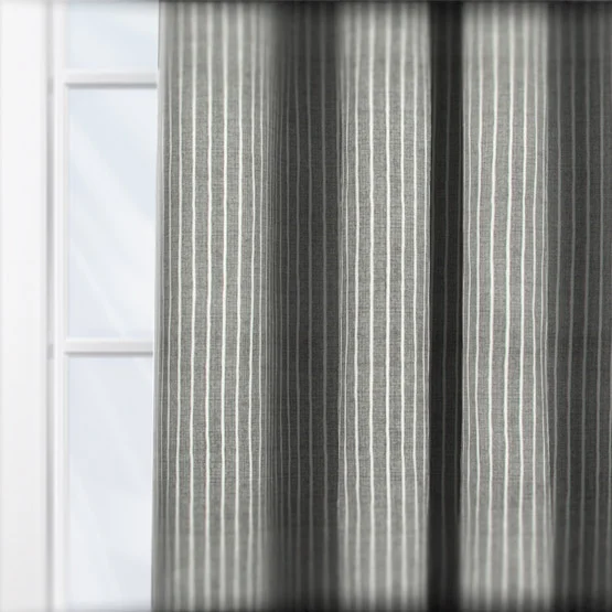 Pencil Stripe Pewter curtain