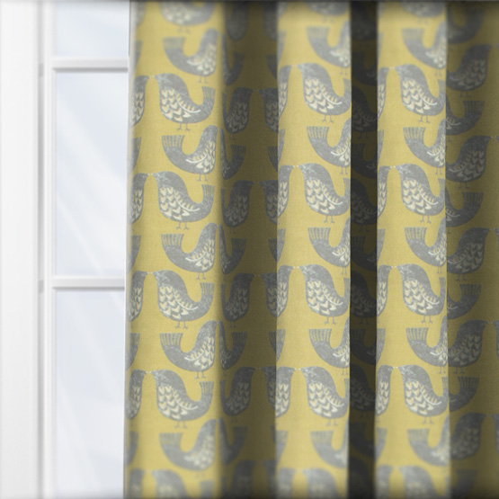 iLiv Scandi Birds Mustard curtain