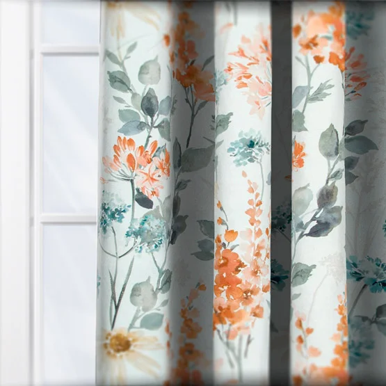 Wild Garden Cotton Coral curtain