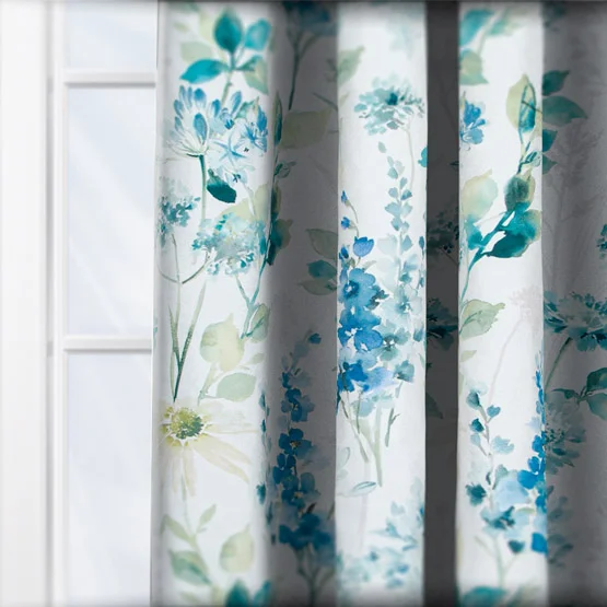 Wild Garden Cotton Cornflower curtain