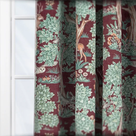 Woodland Retreat Velvet Bordeaux curtain
