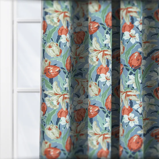 Laura Ashley Tulip Dusky Seaspray Blue curtain