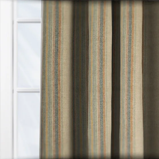 MOON Wentworth Stripe Natural Denim curtain