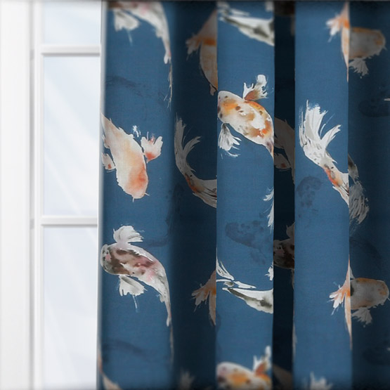 Voyage Koi Carp Cobalt curtain