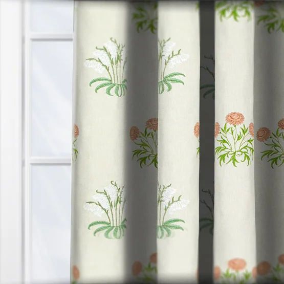 William Morris At Home Lily Flower Embroidery Nettle curtain
