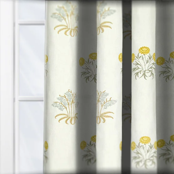 William Morris At Home Lily Flower Embroidery Ochre curtain