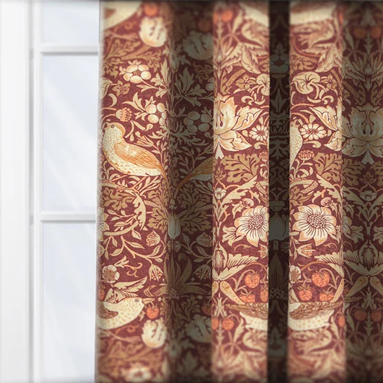William Morris At Home Strawberry Thief Madder curtain