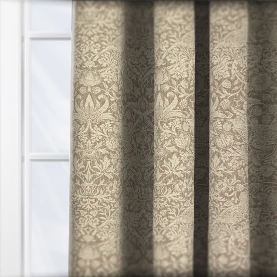 William Morris At Home Strawberry Thief Woven Walnut curtain