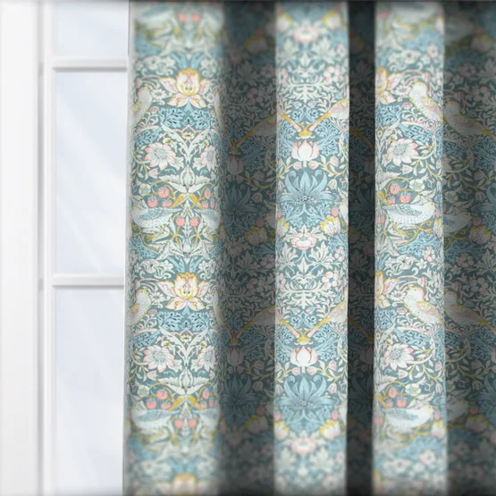 William Morris Strawberry Thief Slate and Blush curtain