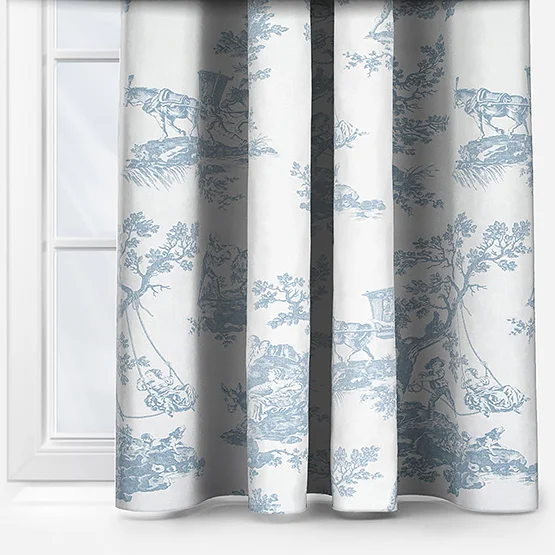 Camengo Cadence Tissu Bleu Porcelaine curtain