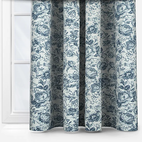Camengo Celestine Tissu Bleu Encre curtain