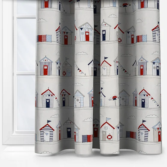 Beach Huts Blue curtain