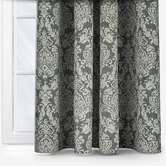 Classic Damask Charcoal Curtain