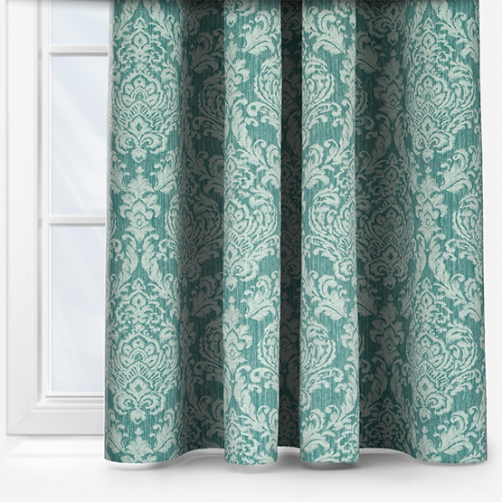 Classic Damask Teal Curtain