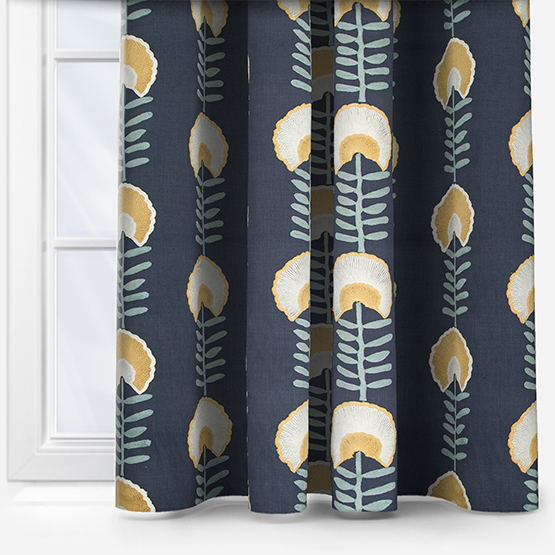 Scandi Floral Ochre Curtain