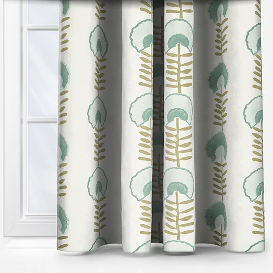 Scandi Floral Seafoam curtain