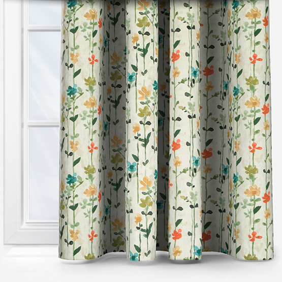 Woodland Floral Green Curtain