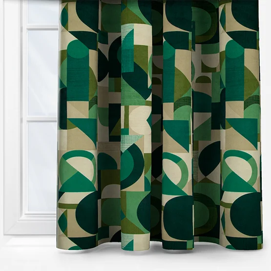 Geometrica Velvet Jadeite curtain