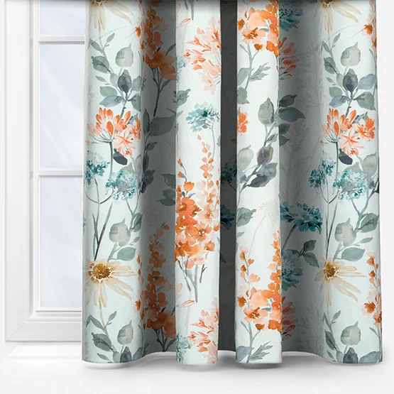 Wild Garden Cotton Coral curtain