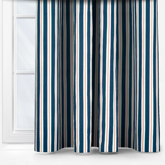 Carousel Coral and Navy curtain